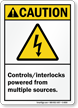 Controls Interlocks Powered From Multiple Sources Caution Sign