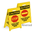 Personalized Caution Reversible Fold Ups Floor Sign