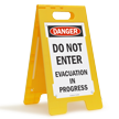 Danger Evacuation In Progress Standing Floor Sign