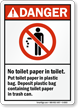 Danger No Toilet Paper Sign
