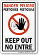 Danger Pesticides, Keep Out No Entre Bilingual Sign