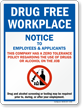 Drug Free Workplace Sign