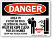 Electrical Panel Keep Clear Danger Sign