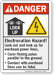 Electrocution Hazard Look Out For Power Lines Sign