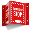 Emergency Stop Projecting Sign