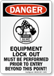 Equipment Lock Out Prior To Entry OSHA Sign