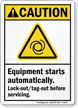 Equipment Starts Automatically ANSI Caution Sign