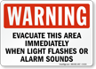 Evacuate Immediately When Light Flashes Sign