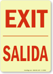 Bilingual Exit Salida Glow in the Dark Sign