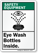 Eye Wash Bottles Inside Safety Equipment Sign