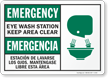 Emergency Eye Wash Keep Clear Bilingual Sign