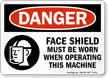 Face Shield Worn When Operating Machine Sign