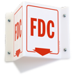 FDC Projecting Emergency Sign With Bottom Arrow