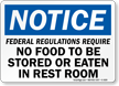 No Food Stored Eaten In RestRoom Sign