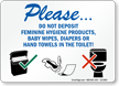 Do Not Deposit Feminine Products, Diapers Toilet Sign