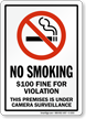 Fine For Violation No Smoking Sign