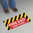 Fire Exit Keep Clear SlipSafe Floor Sign