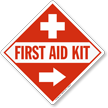First Aid Kit Sign with Right Arrow