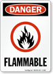 Flammable Danger Sign With Fire Graphic