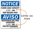 Notice Floor Load Capacity Bilingual Sign