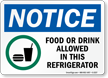 Food Or Drink Allowed In This Refrigerator Sign