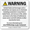Food and Non Alcoholic Beverage Prop 65 Sign