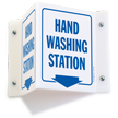 Hand Washing Station with Down Arrow Projecting Sign
