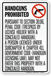 Handguns Prohibited Sign, Texas Section 30.06