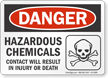 Hazardous Chemicals OSHA Danger Sign