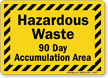 Hazardous Waste 90 Day Accumulation Area Sign