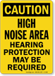 OSHA Caution Noise Area Hearing Protection Required Sign
