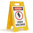 Danger High Voltage W/Graphic Fold Ups® Floor Sign