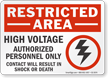 High Voltage Authorized Personnel Restricted Area Sign