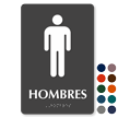 Hombres Spanish Tactile Touch Braille Restroom Sign
