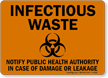 Infectious Waste Notify Public Health Authority Sign