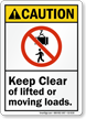 Keep Clear Of Moving Loads ANSI Caution Sign