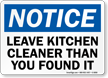 Leave Kitchen Cleaner OSHA Notice Sign