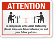 Leave One Table Between You And Your Fellow Patrons Sign