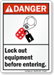 Lock Out Equipment Before Entering Danger Sign