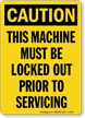 Caution Sign: Machine Must Be Locked Out vertical)