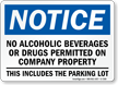 Notice No Alcoholic Beverages Permitted Sign