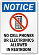 No Cell Phones Or Electronics Allowed Sign