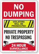 No Dumping Violators Prosecuted Surveillance Sign