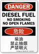 Danger Diesel Fuel No Smoking Chinese/English Bilingual Sign