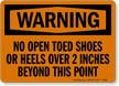 No Open Toed Shoes OSHA Warning Sign