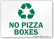 No Pizza Boxes With Recycling Symbol Sign