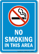 No Smoking In Area Sign With Blue Background