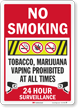 No Smoking Marijuana Prohibited Surveillance Sign