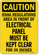 Caution Electrical Panel Clear OSHA Sign