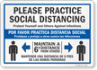 Please Practice Physical Distancing Bilingual Sign 